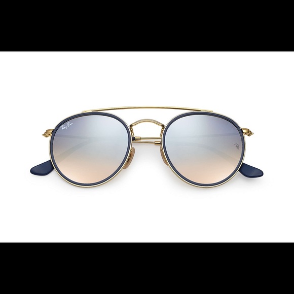 Ray ban double bridge sunglasses navy and gold
